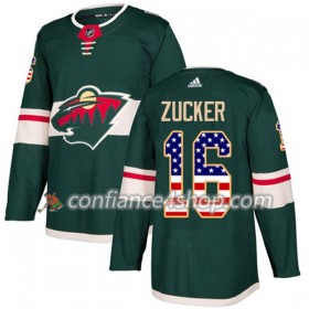 Adidas Maillot de Hockey Minnesota Wild Jason Zucker 16 2017-2018 Vert USA Flag Fashion Authentic - Homme